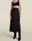 Andi Long Skirt in Black Sergeant Twill