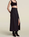 Andi Long Skirt in Black Sergeant Twill