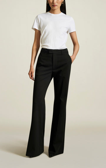 Athena Flare Pant in Black Stretch Suiting