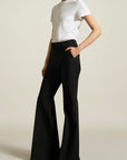 Athena Flare Pant in Black Stretch Suiting