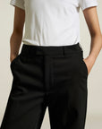 Athena Flare Pant in Black Stretch Suiting