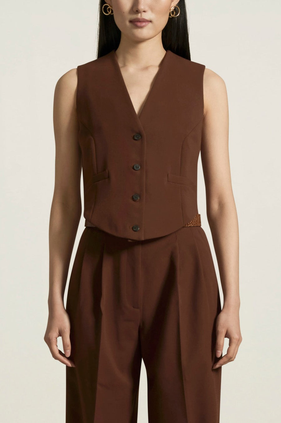 Bodice Suit Vest in Hickory Heavy Suiting