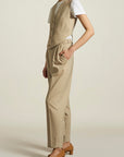 Bodice Suit Vest in Beige Pinstripe Tropical Wool