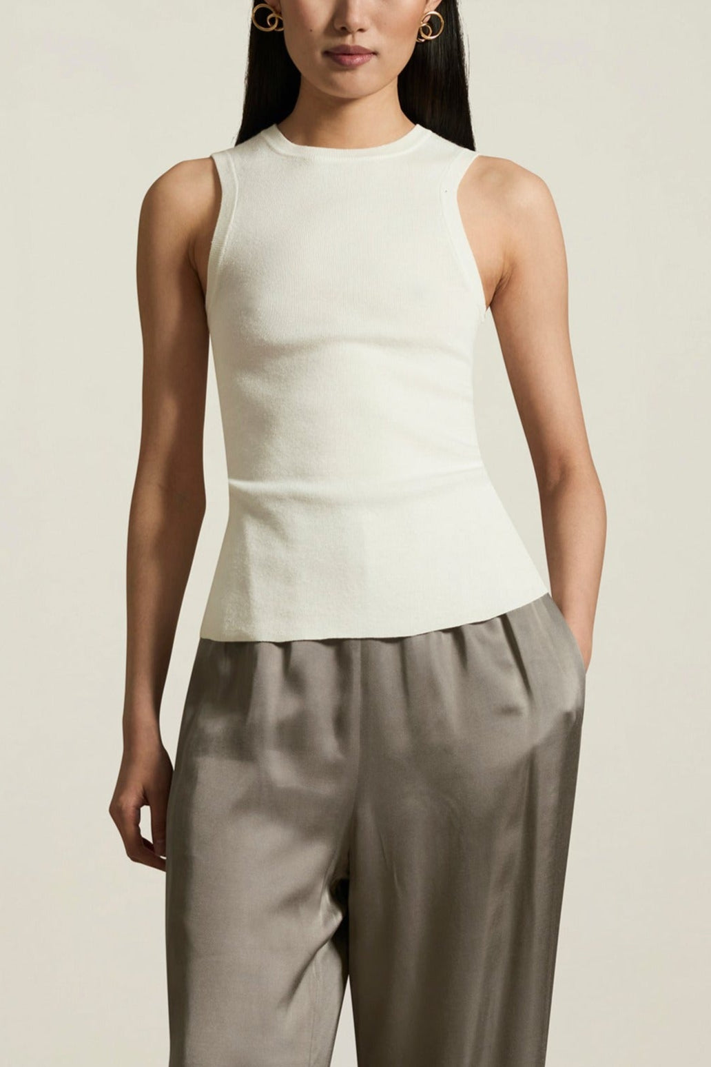 Ana Racer Tank in Viscose Linen