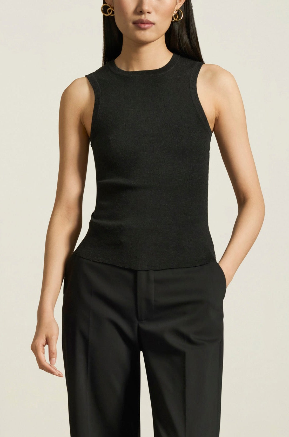 Ana Racer Tank in Viscose Linen