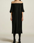 Inma Pleated Dress in Black