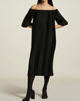 Inma Pleated Dress in Black