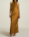 Bianca Dress in Gold Filaspun Satin