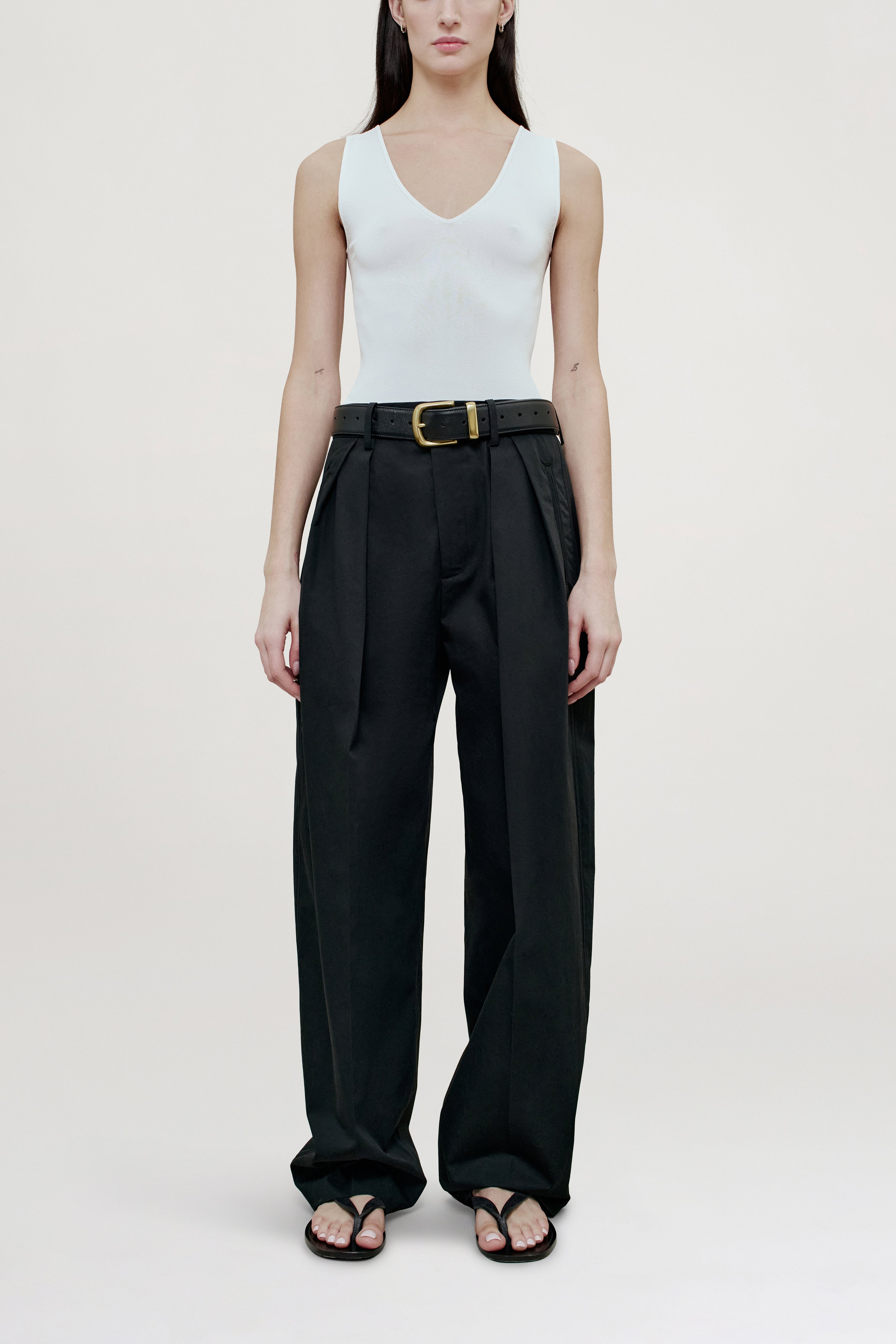 Portia V-Neck Bodysuit in Compact Viscose