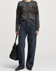 Callum Barrel Jean in Flocked Denim