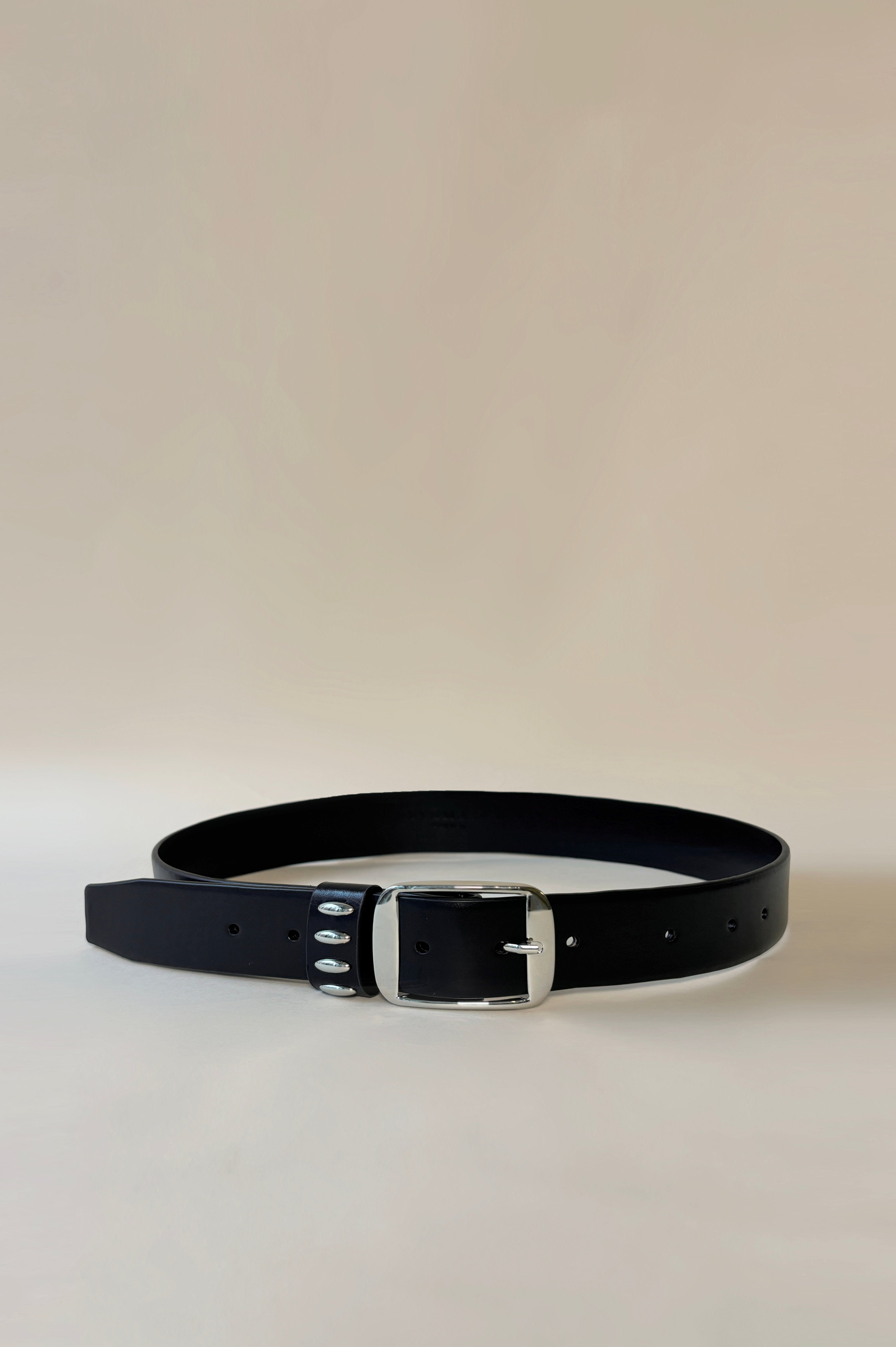 Monterey Stud Belt in Black Cow Leather