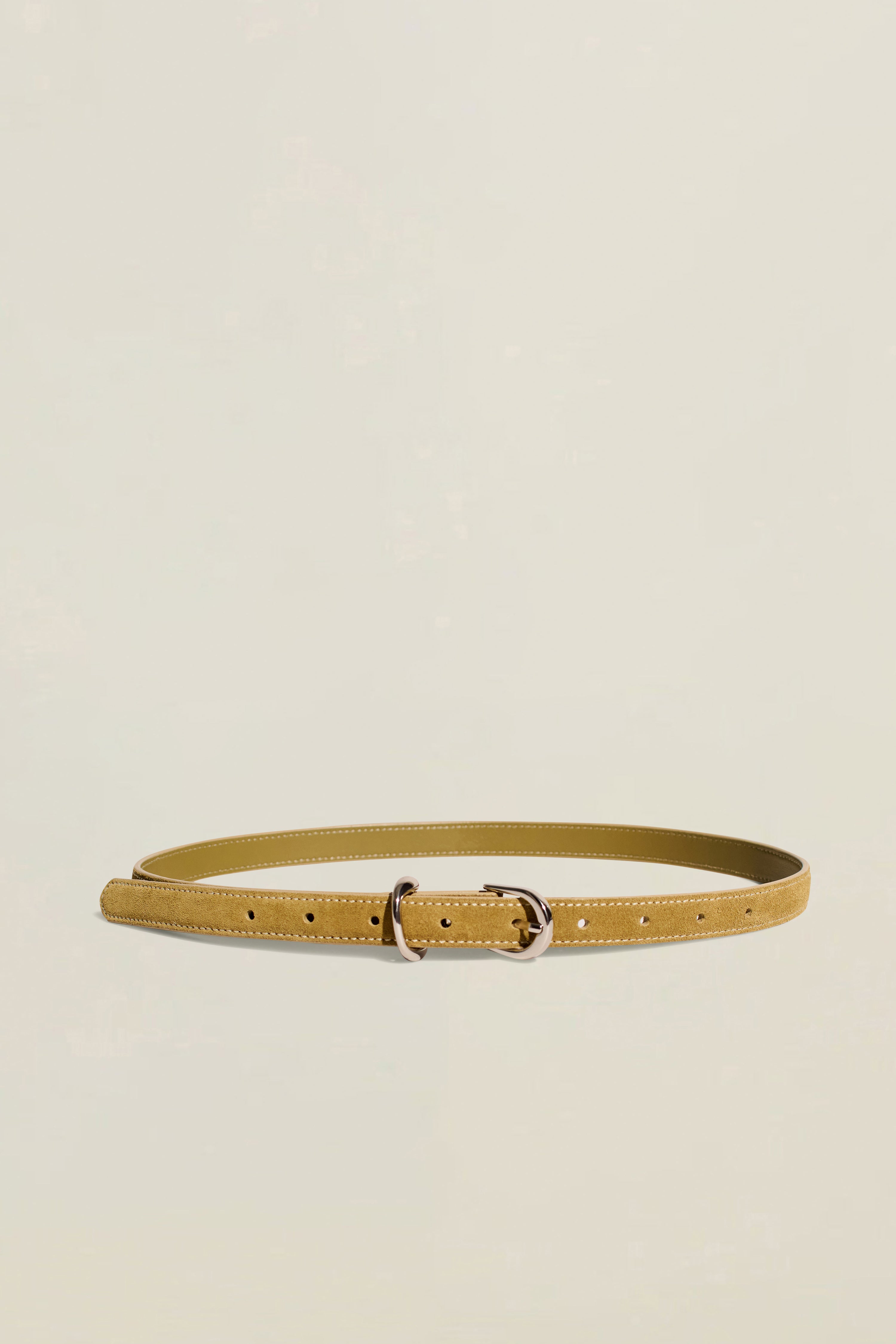 Bea Slim Belt in Khaki Calf Suede