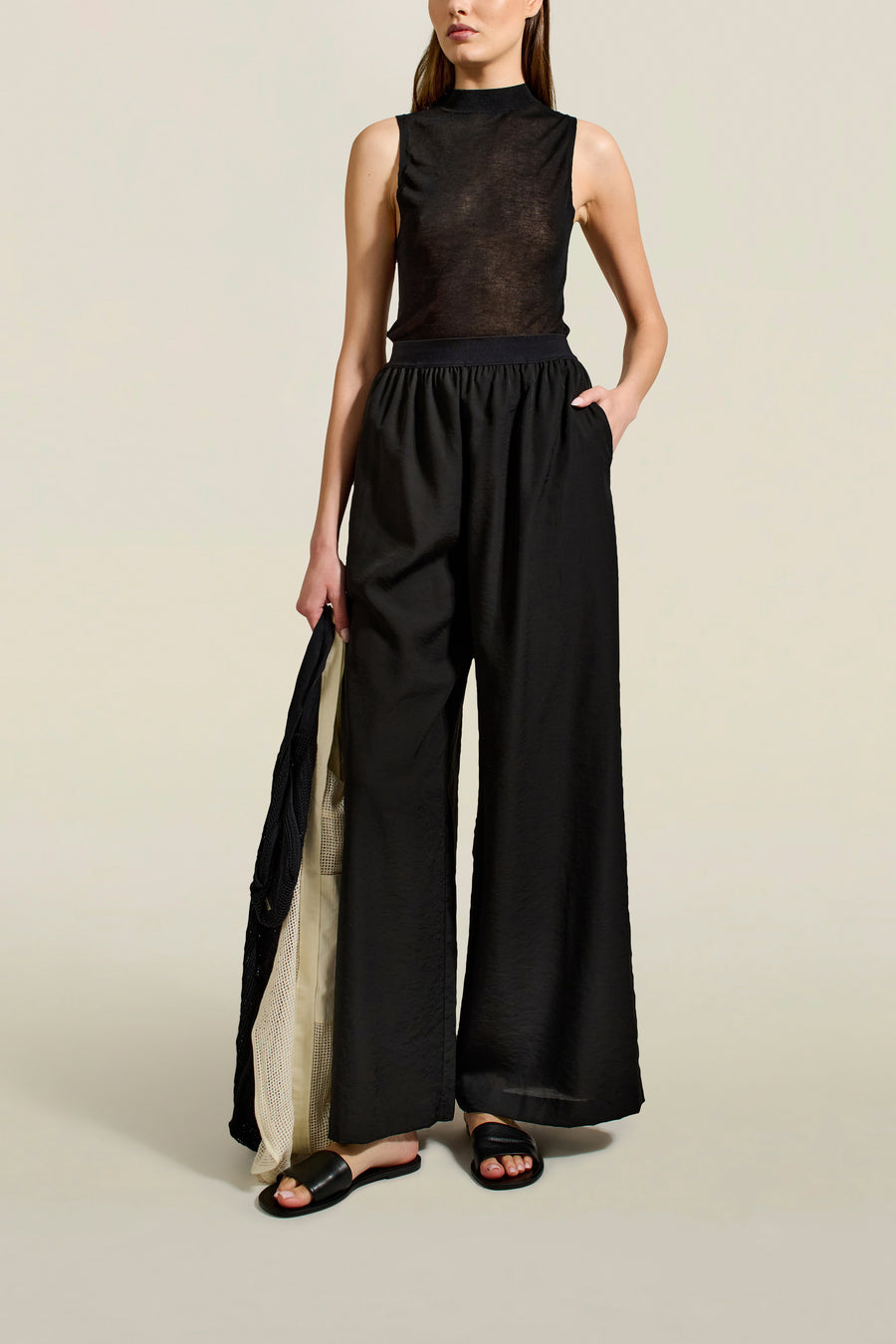 Sinclair Pant in Black Viscose Voile