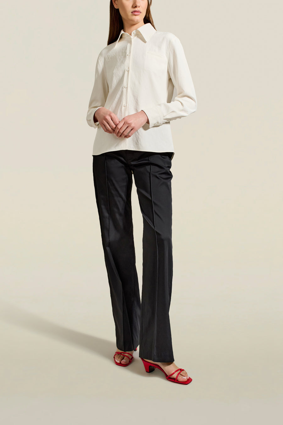 Clyde Blouse in White Triacetate Twill