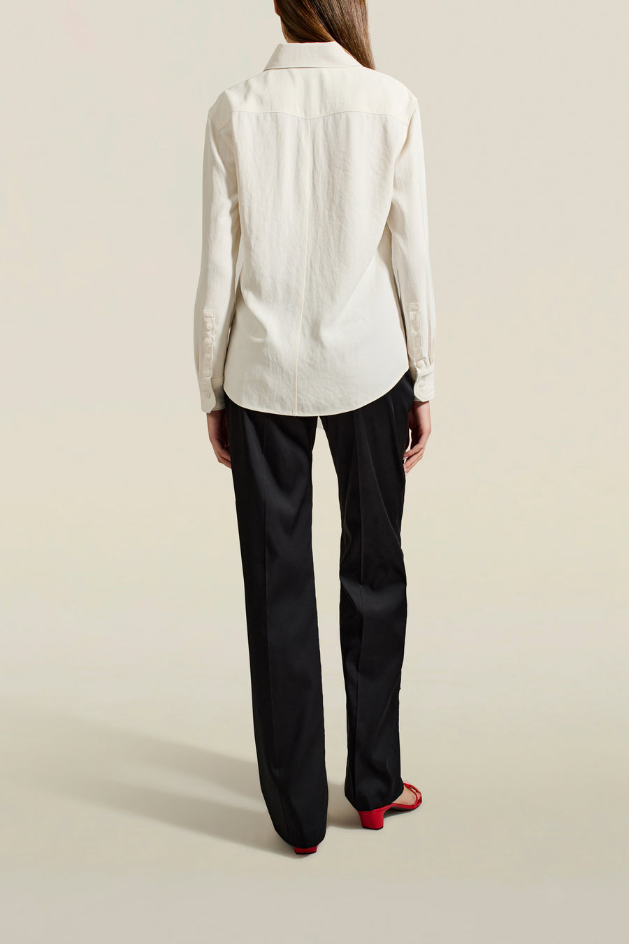 Clyde Blouse in White Triacetate Twill