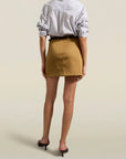 Knox Patch Pocket Mini Skirt in Camel Summer Mikado