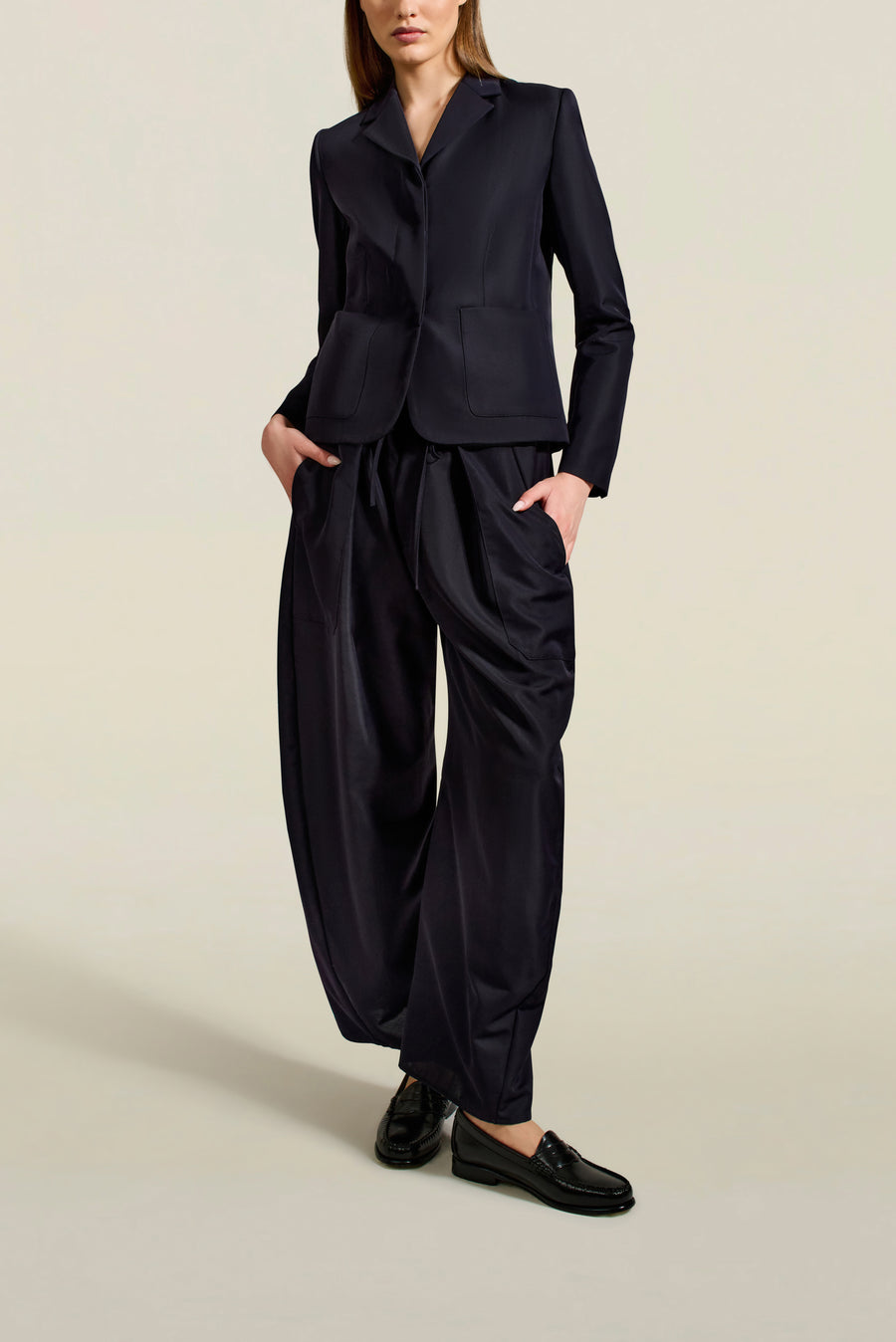 Clemence Pant in Midnight Gazar Suiting