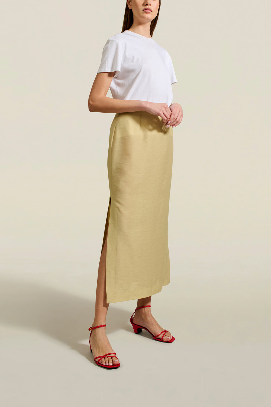 Forsyth Pencil Skirt in Pear Viscose Voile