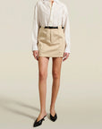Knox Patch Pocket Mini Skirt in Biscuit Summer Mikado