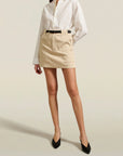 Knox Patch Pocket Mini Skirt in Biscuit Summer Mikado