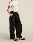 Clemence Pant in Black Compact Cotton