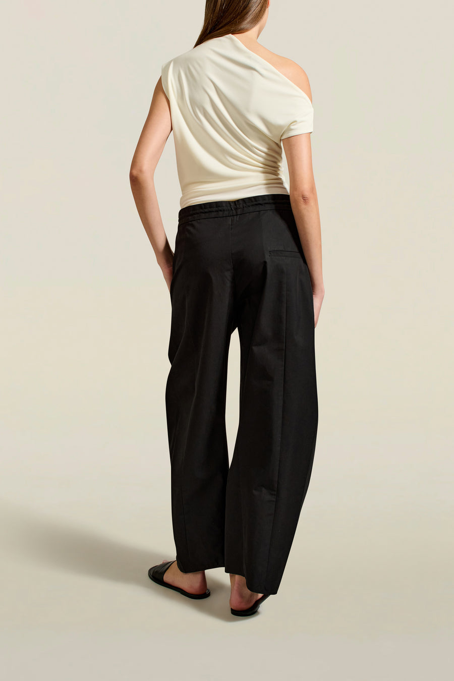 Clemence Pant in Black Compact Cotton