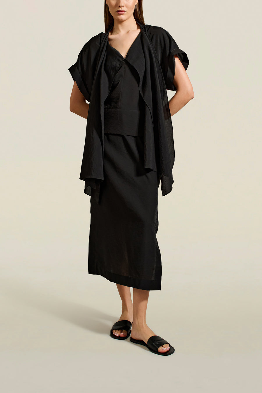 Iris Top in Black Viscose Voile