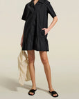 Mari Mini Dress in Black Techy Cotton Nylon