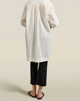 Riley Shirt Dress in White Techy Cotton Nylon
