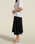 Dakota Pleated Skirt in Black Triacetate Twill