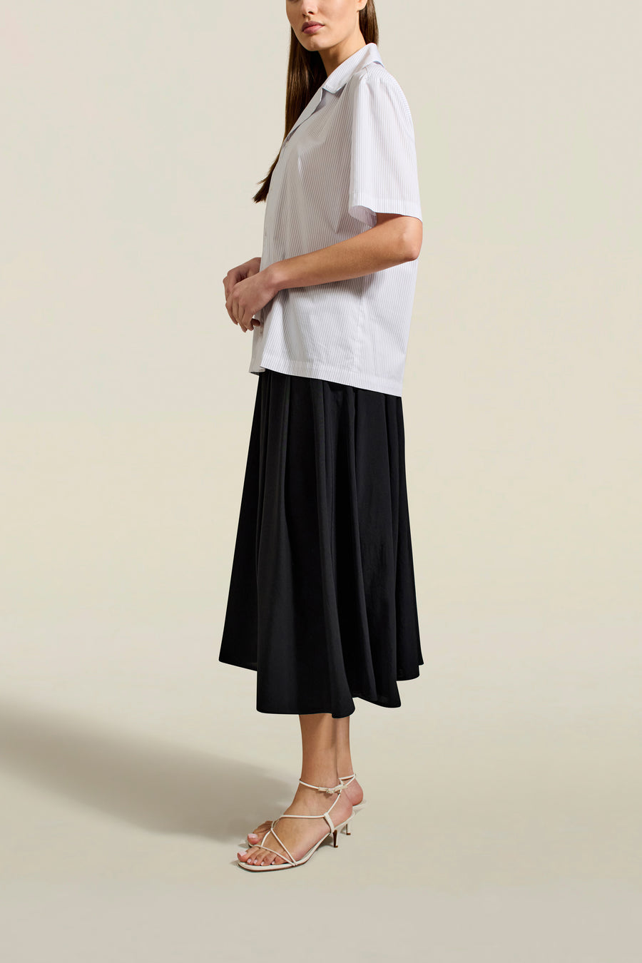 Dakota Pleated Skirt in Black Triacetate Twill