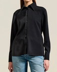 Clyde Blouse in Black Triacetate Twill