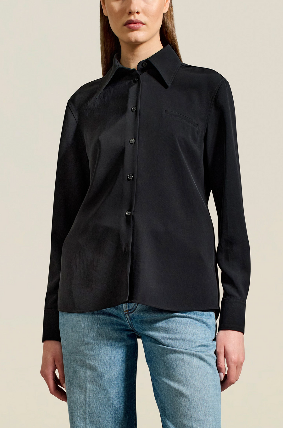 Clyde Blouse in Black Triacetate Twill