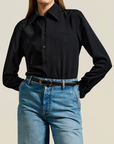 Clyde Blouse in Black Triacetate Twill