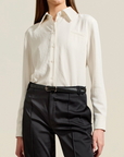 Clyde Blouse in White Triacetate Twill