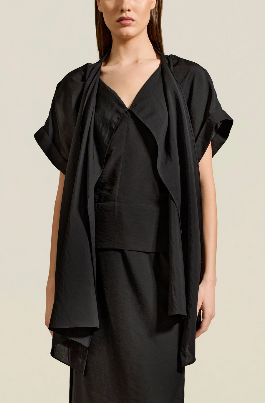 Iris Top in Black Viscose Voile