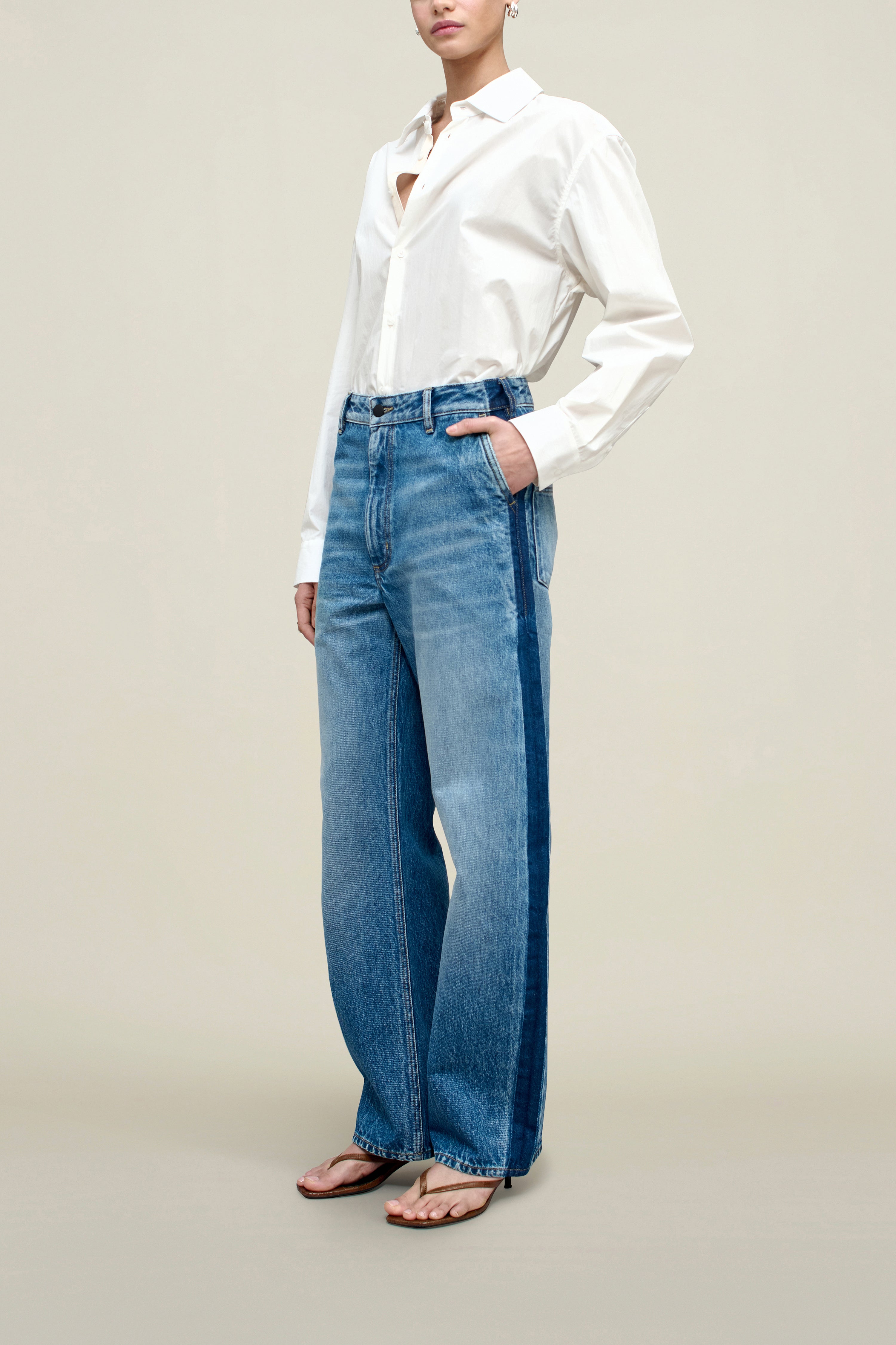 Column Leg Jeans in Cotton Denim
