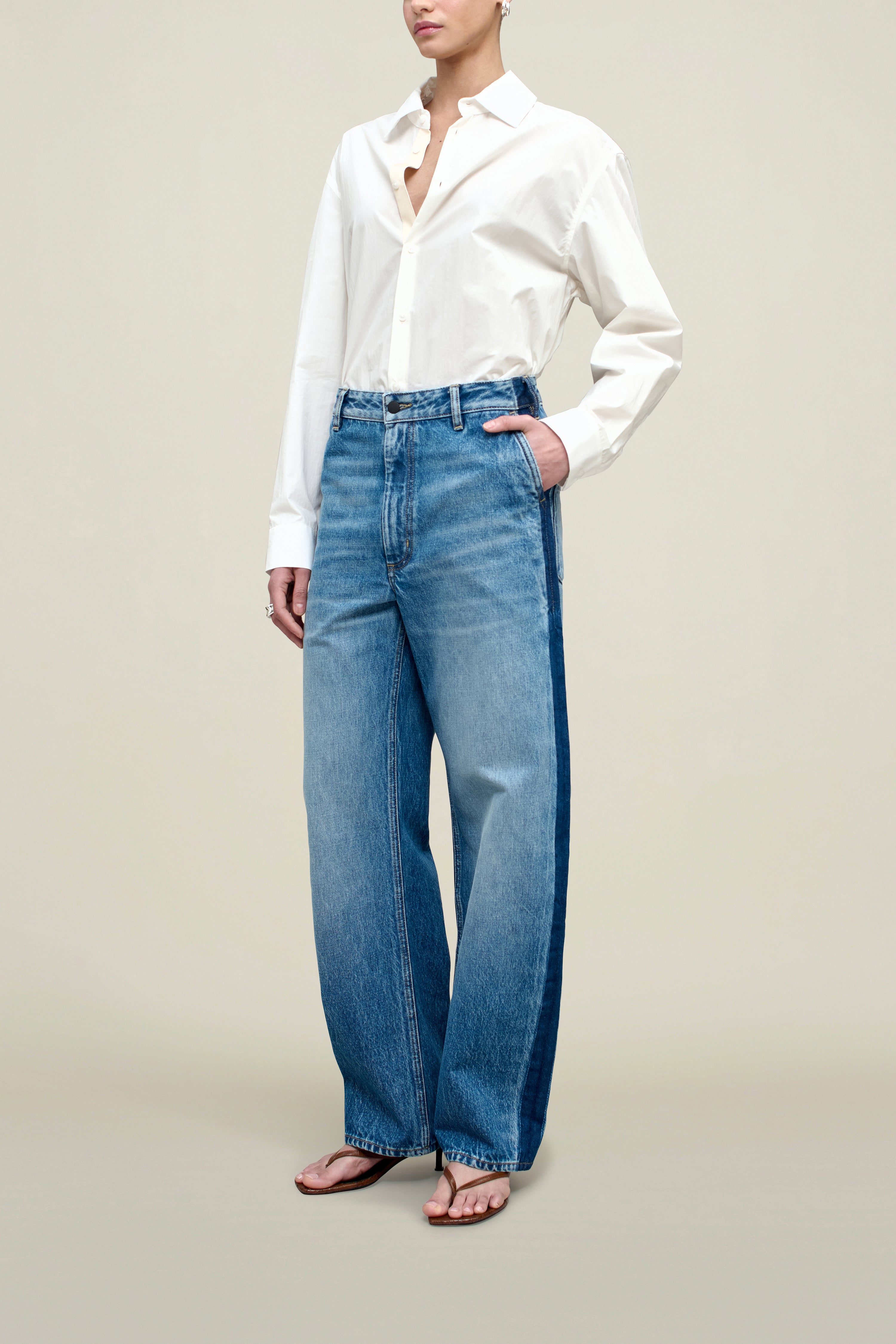 Column Leg Jeans in Cotton Denim