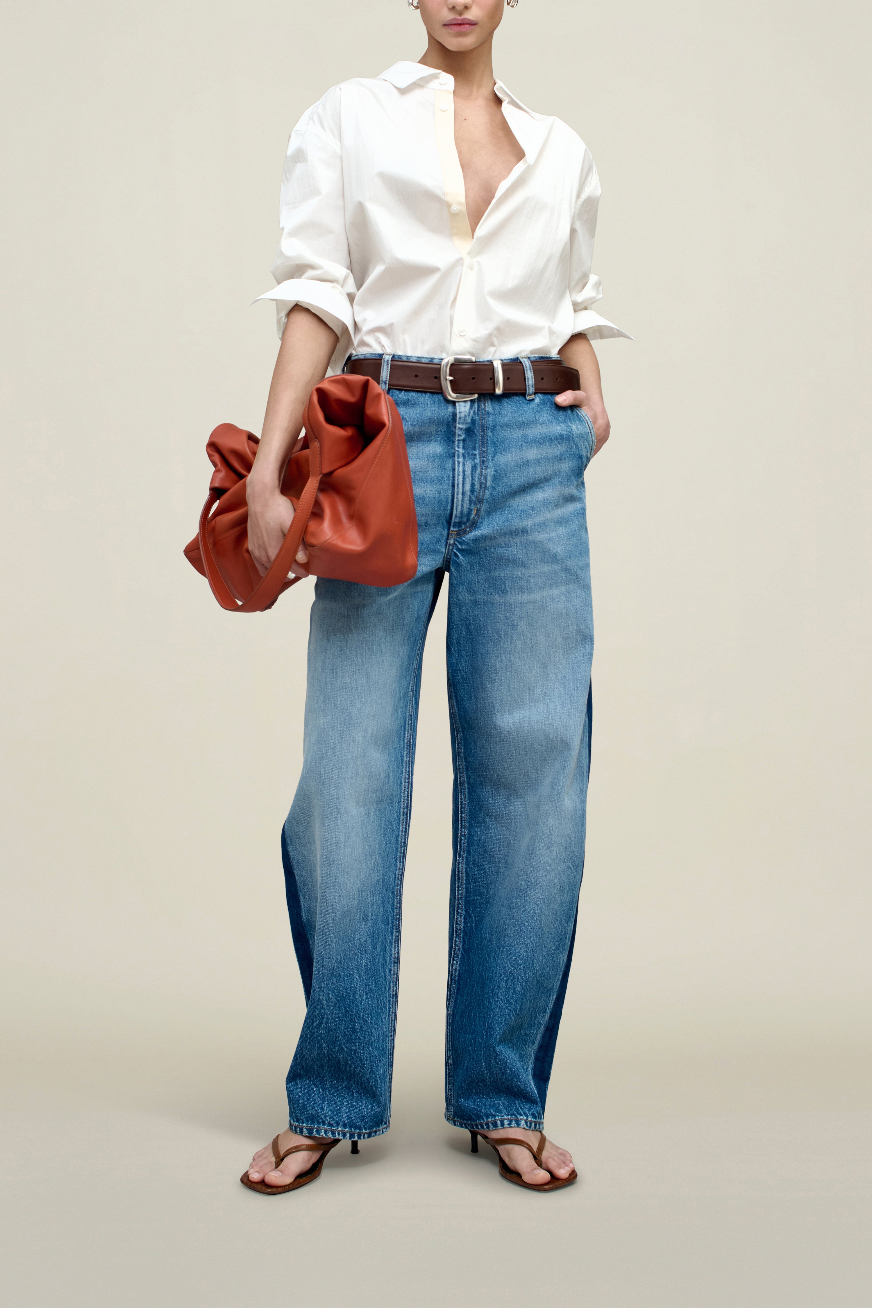 Column Leg Jeans in Cotton Denim