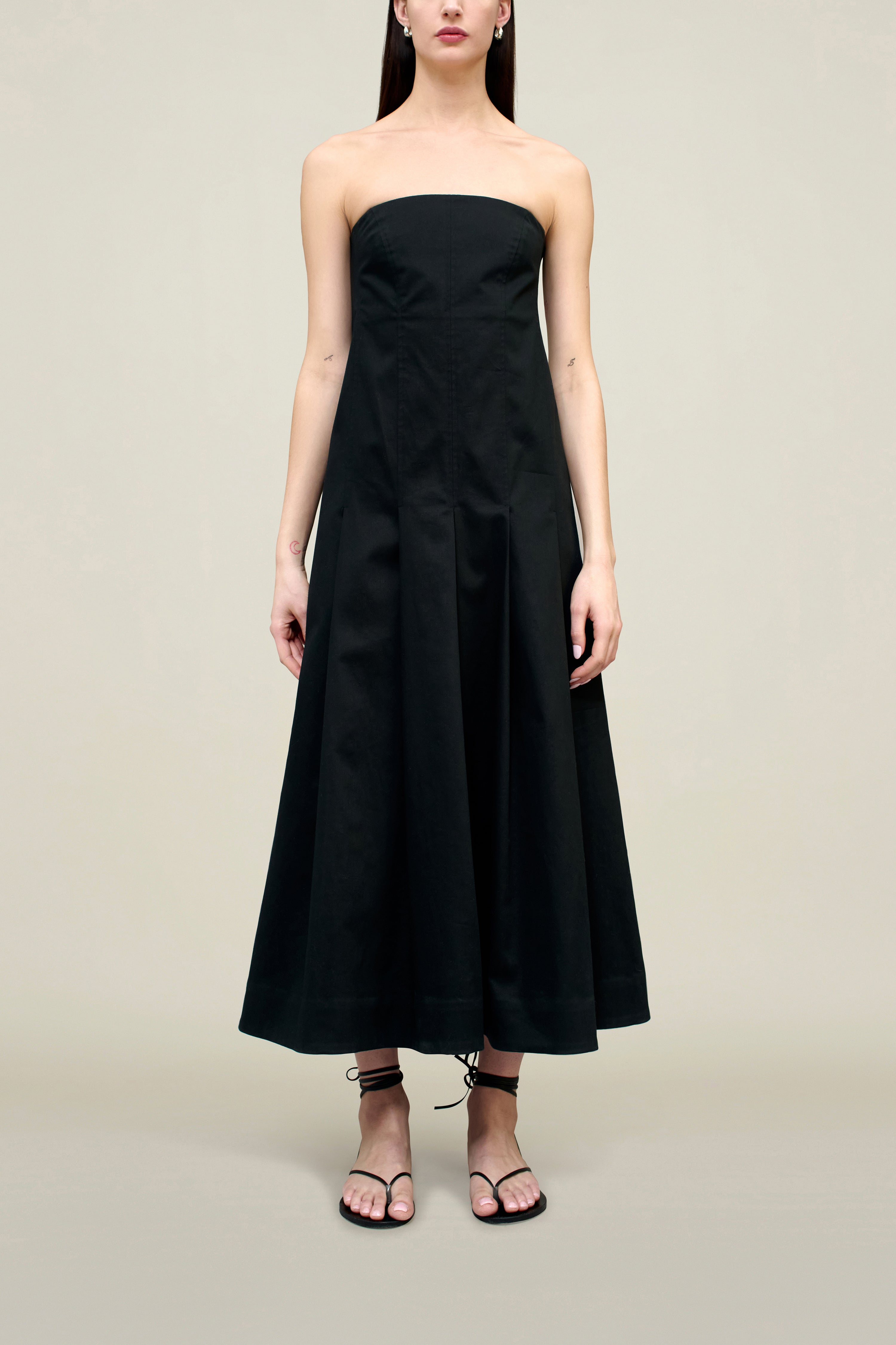 Maeve Pleated Dress in Cotton Twill
