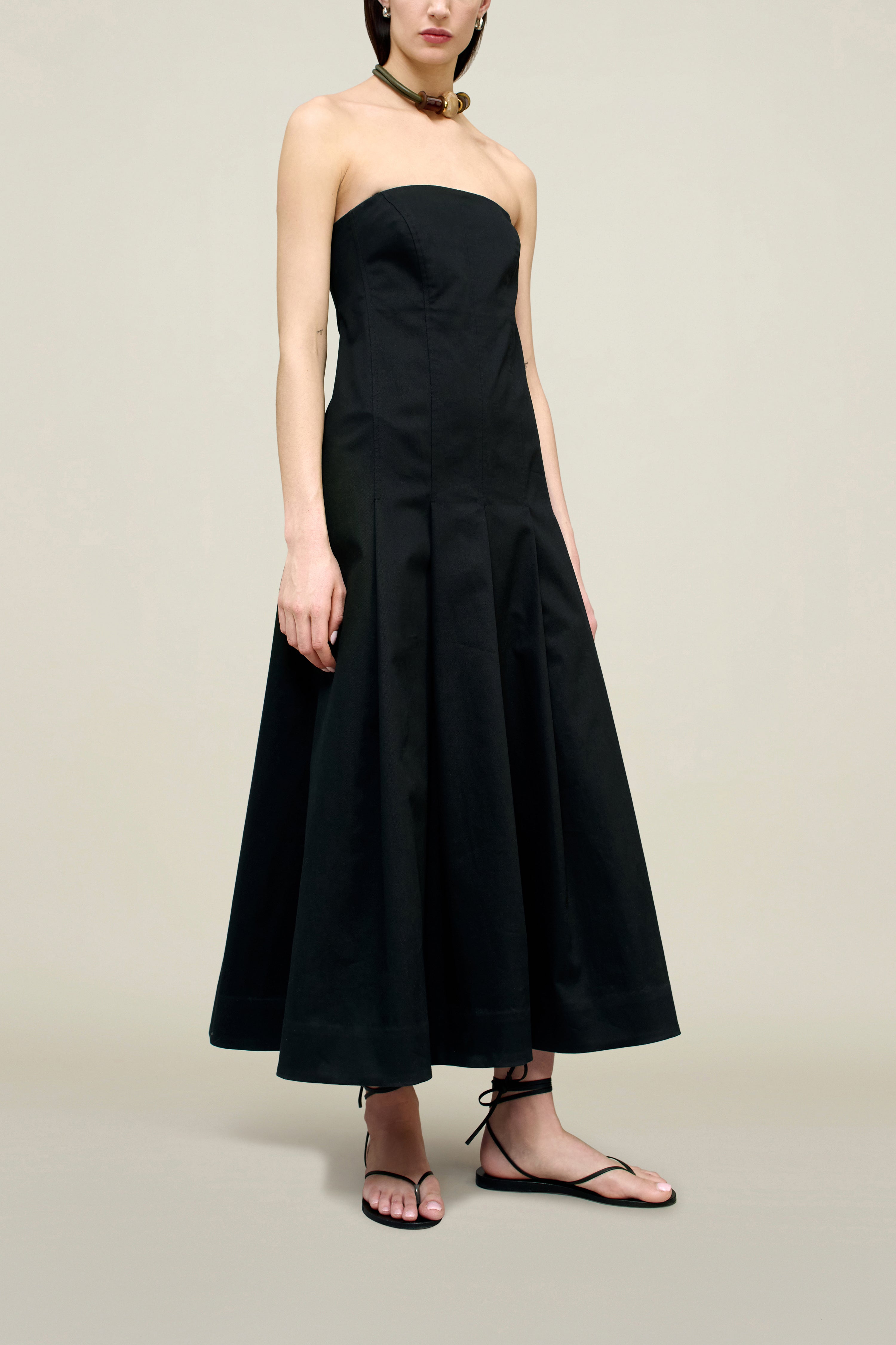 Maeve Pleated Dress in Cotton Twill