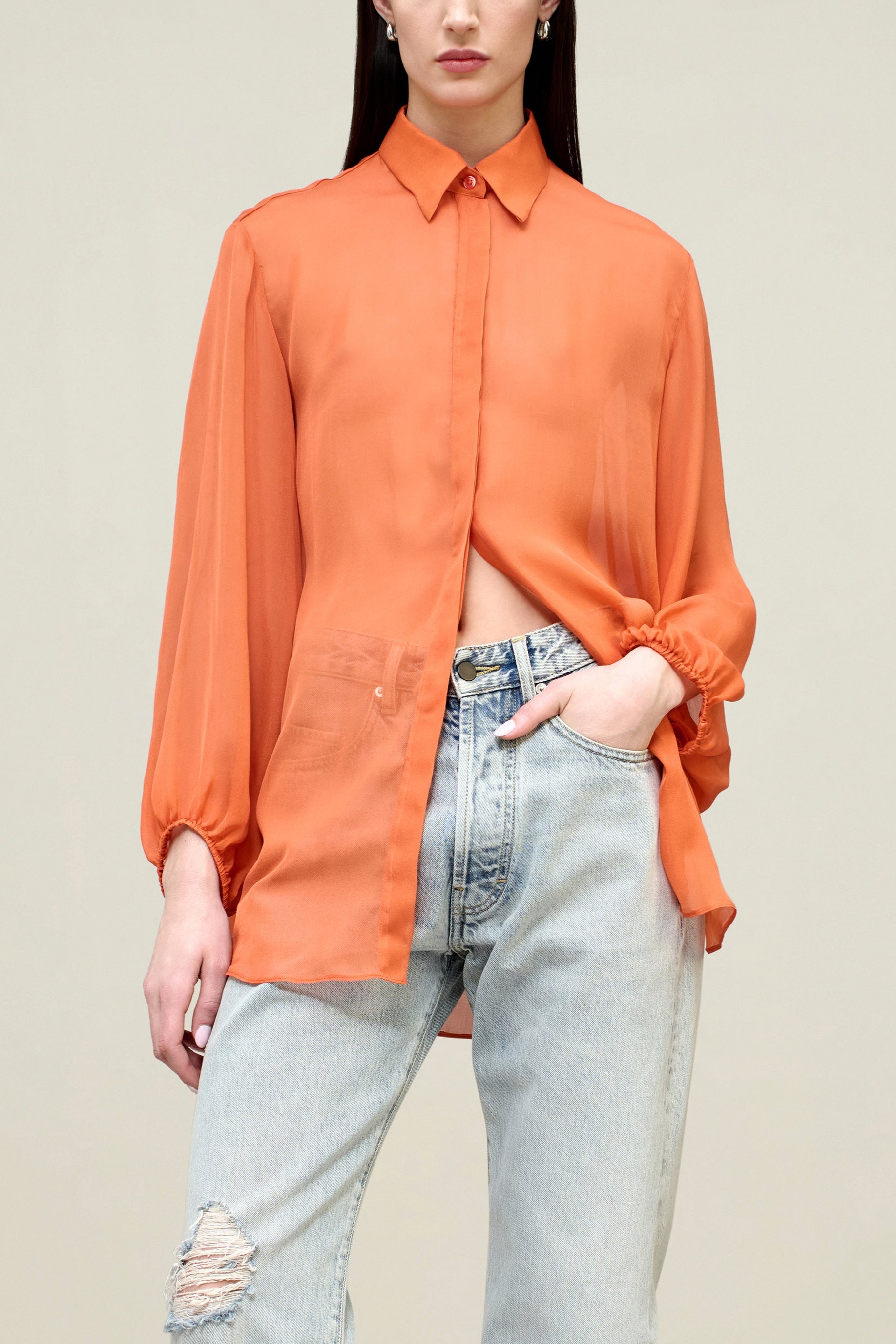 Ilia Balloon Sleeve Blouse in Silk Chiffon