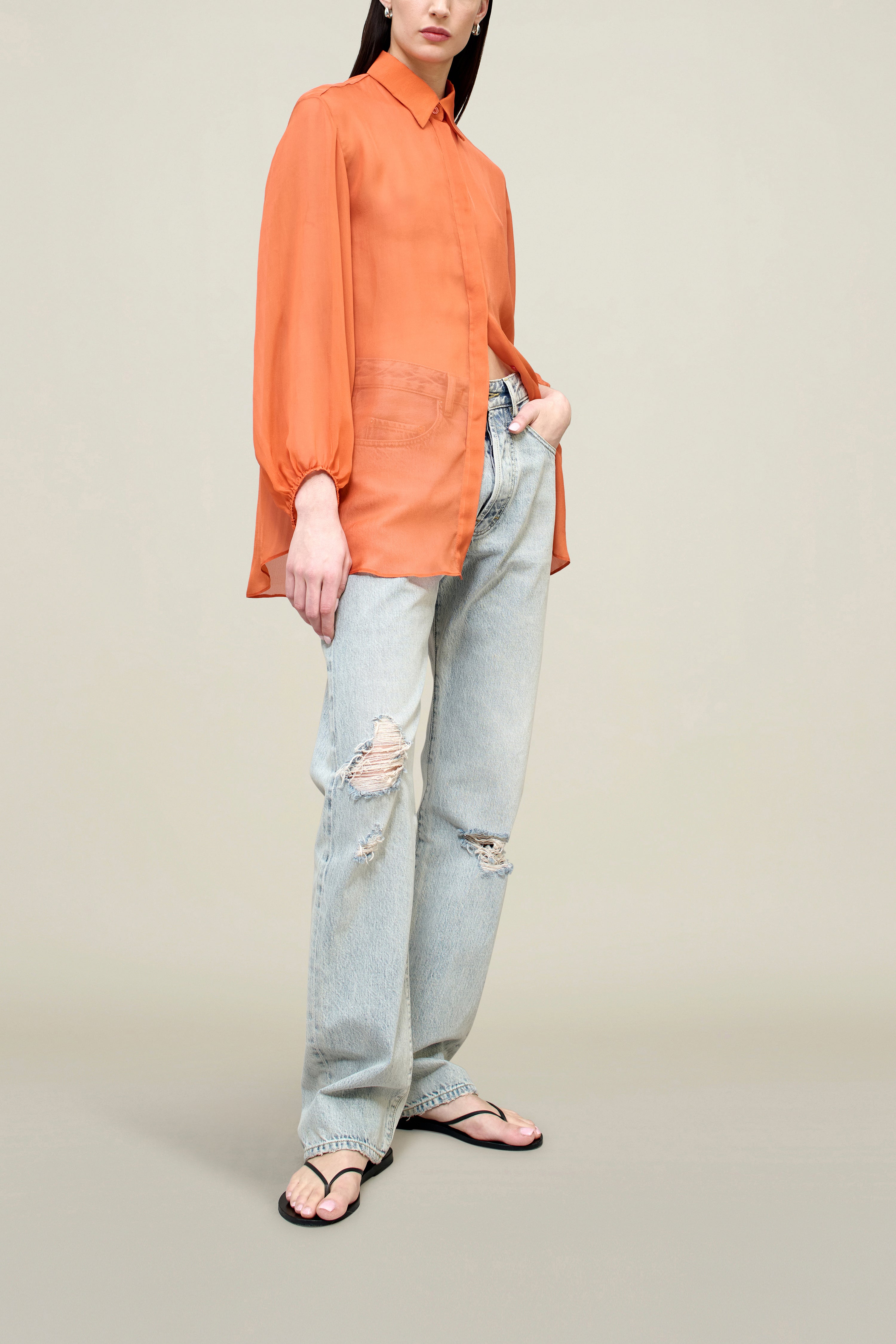 Ilia Balloon Sleeve Blouse in Silk Chiffon