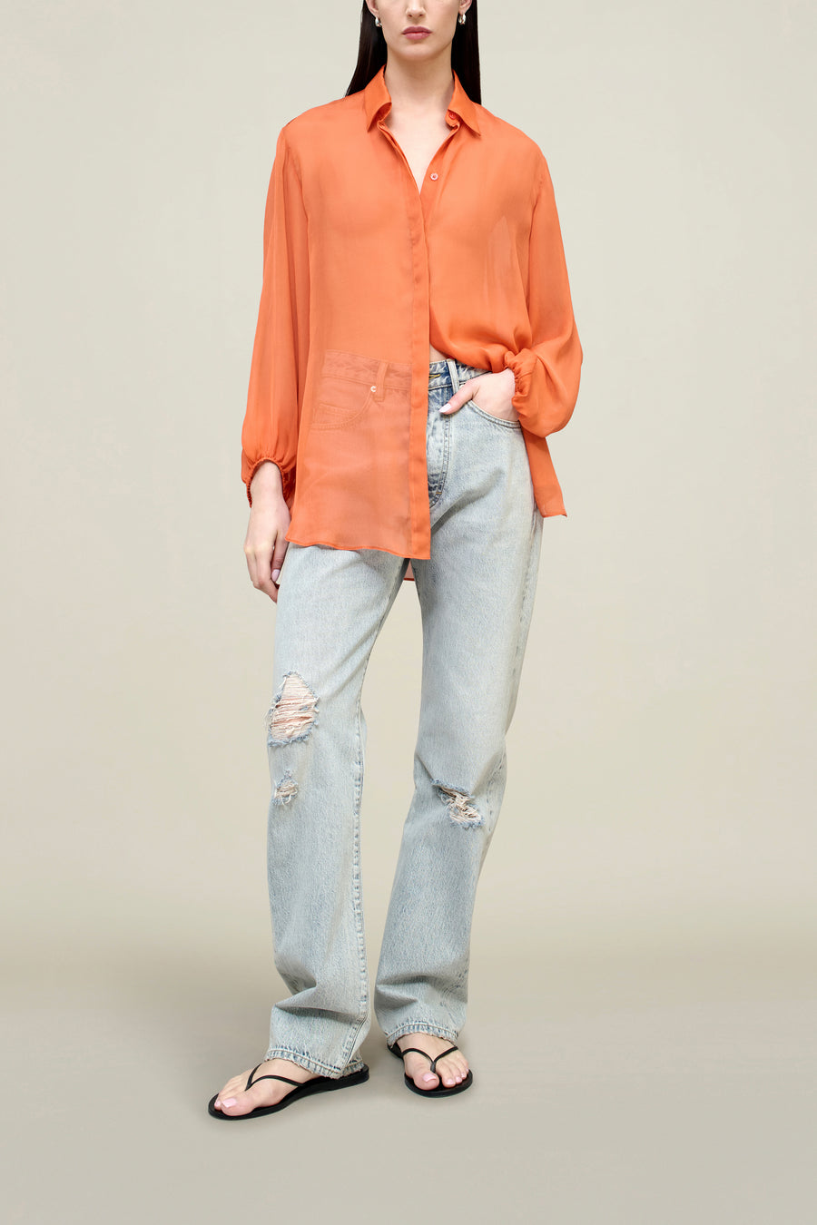 Ilia Balloon Sleeve Blouse in Silk Chiffon