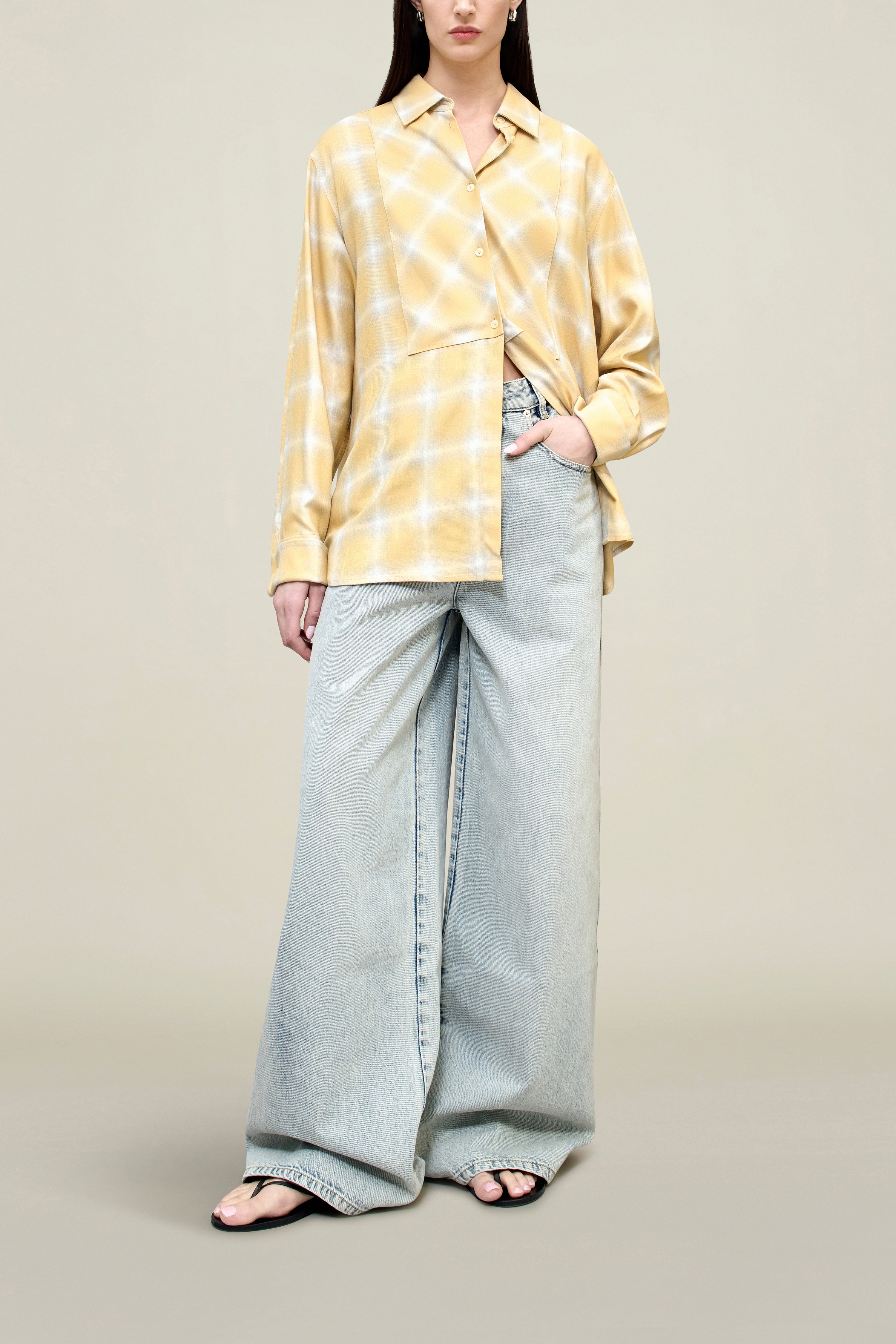 Chloé Bib Button Down in Airbrush Flannel