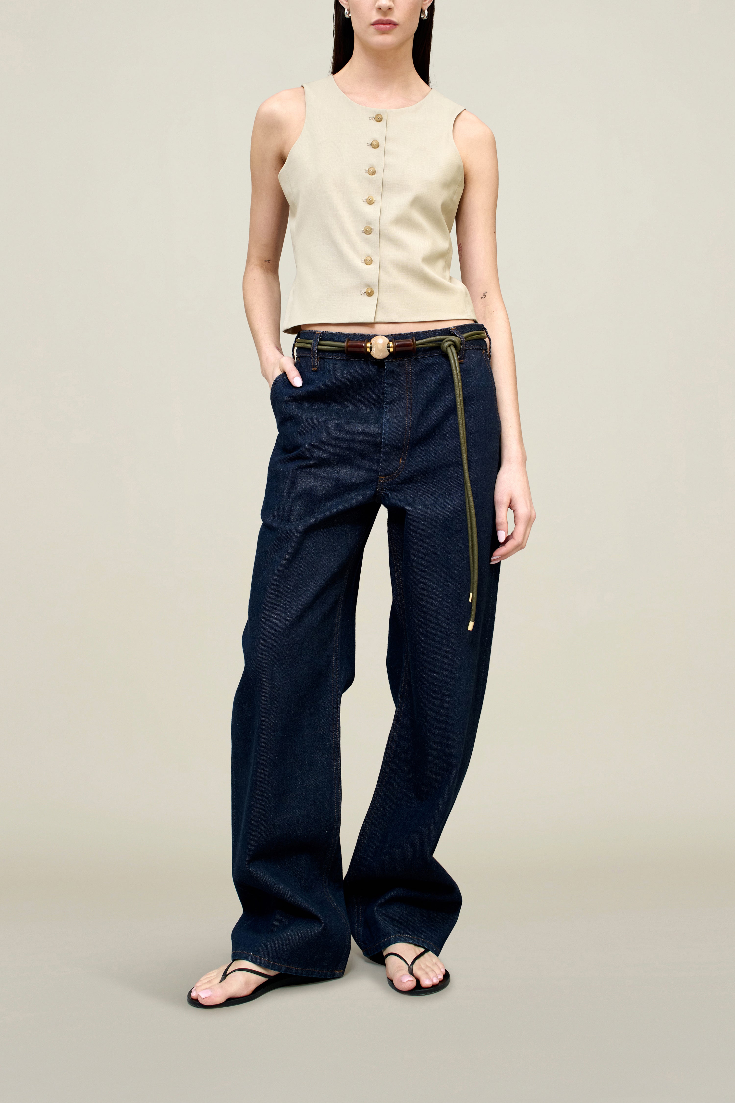 Column Leg Jeans in Cotton Denim