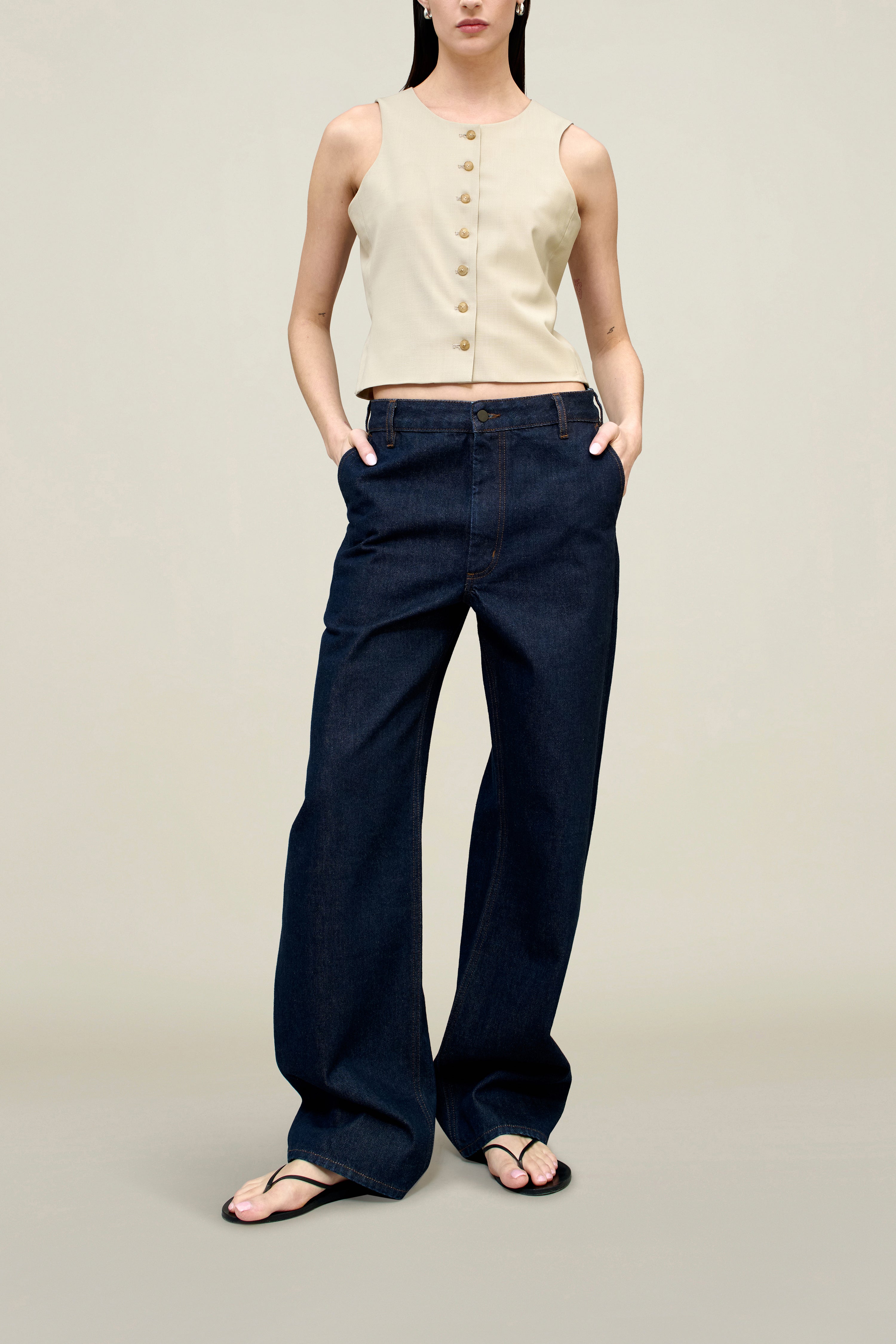 Column Leg Jeans in Cotton Denim