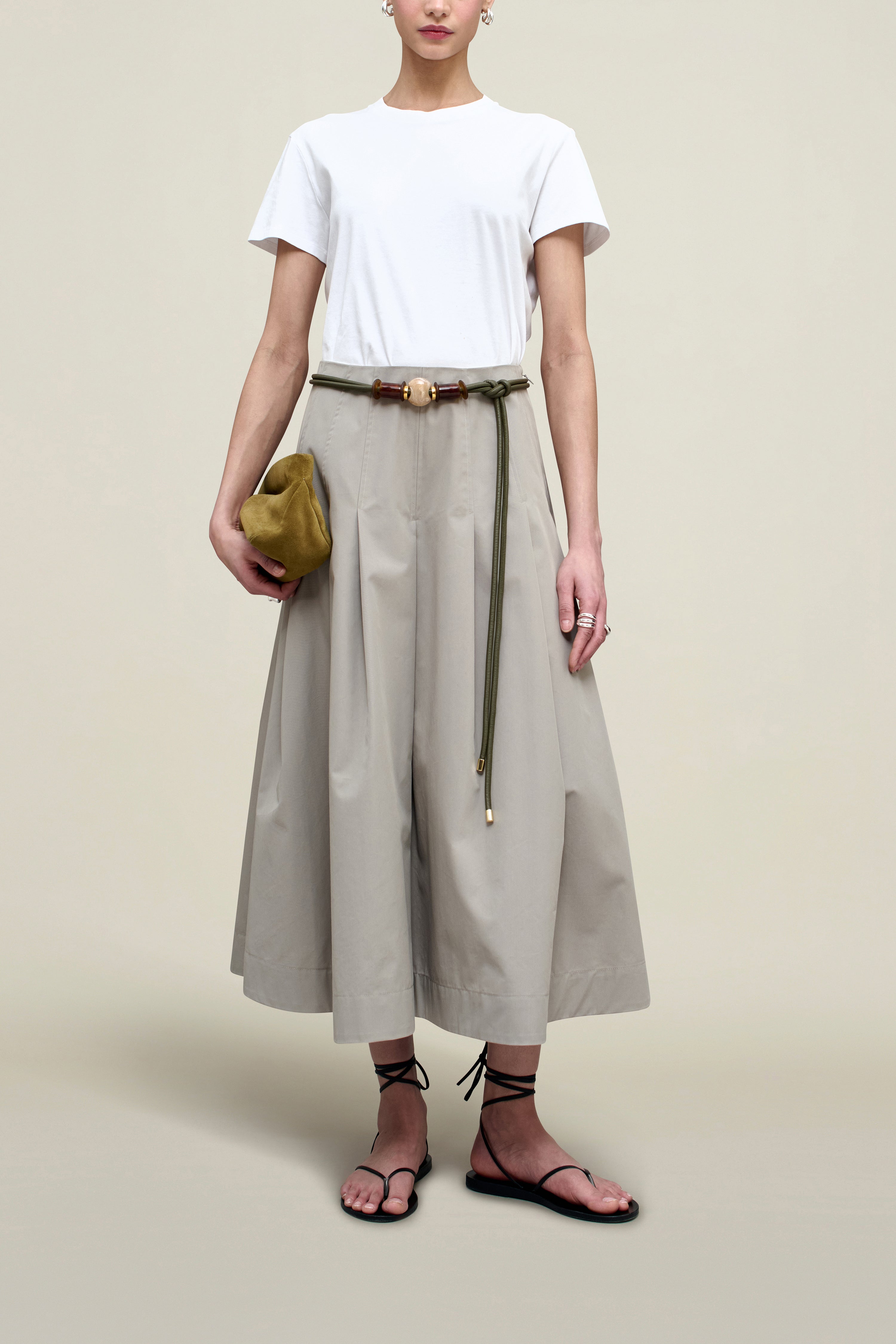 Dakota Pleated Skirt in Compact Cotton