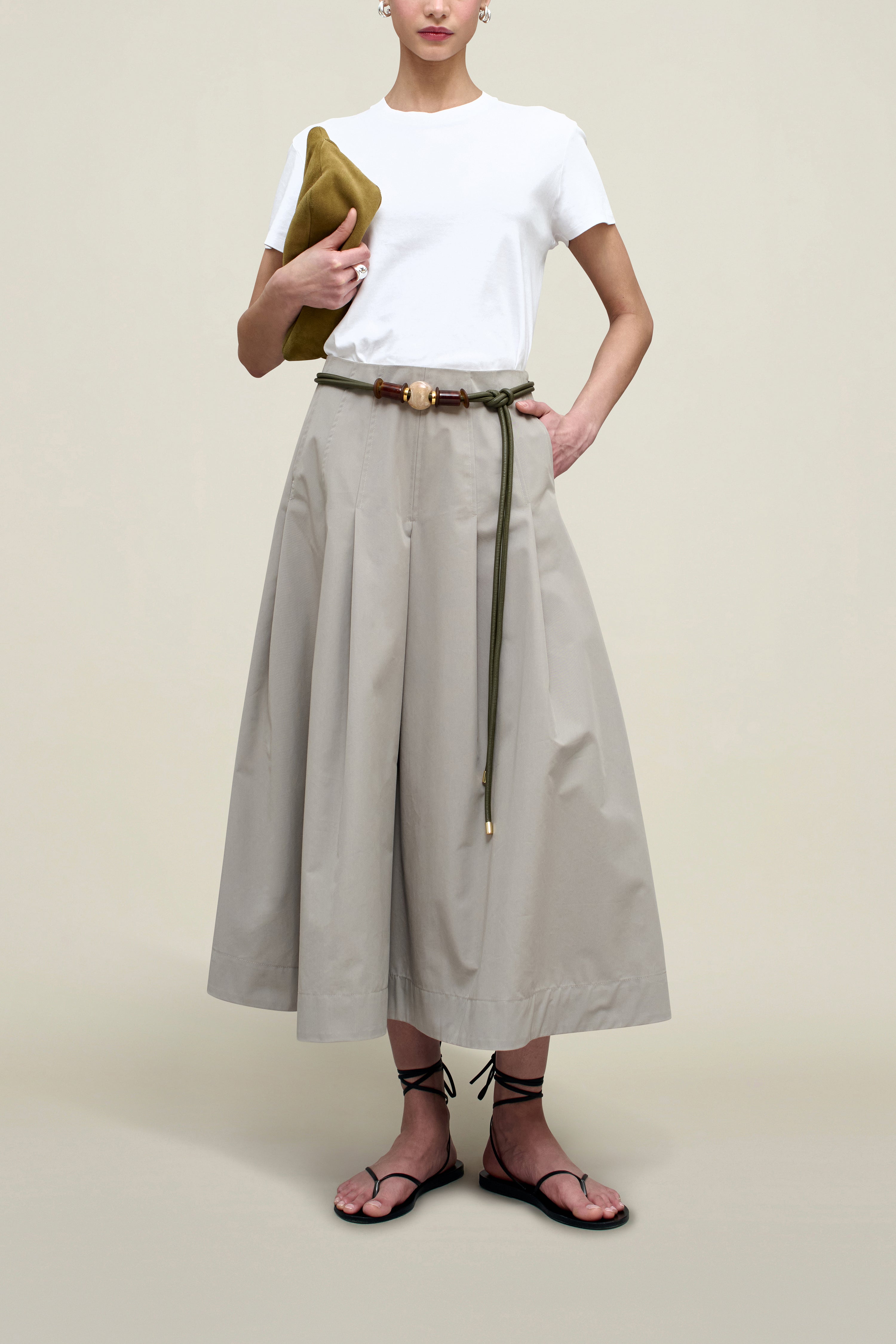 Dakota Pleated Skirt in Compact Cotton