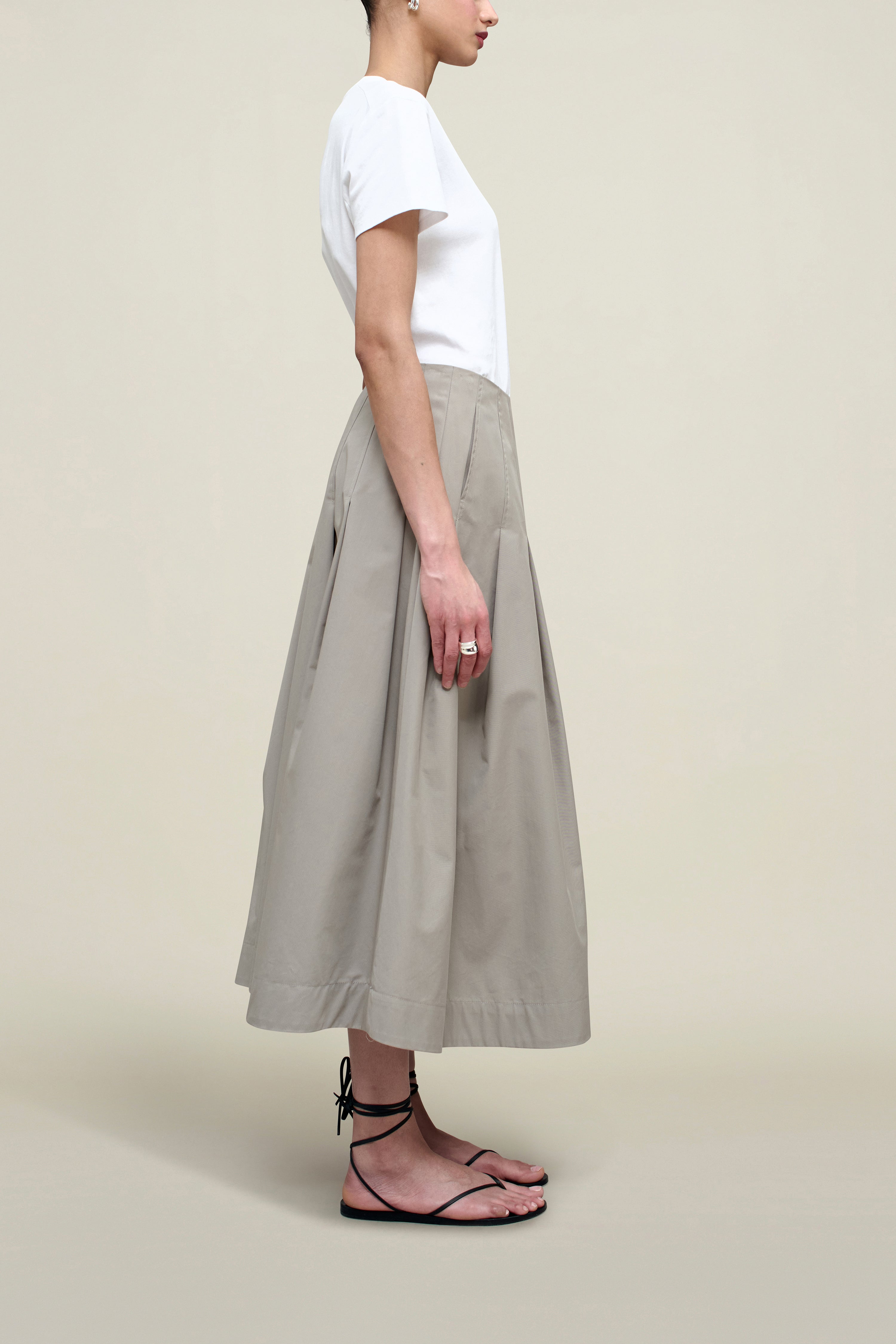 Dakota Pleated Skirt in Compact Cotton